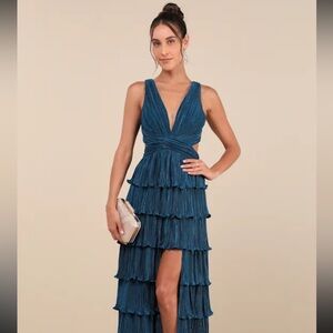 Lulu's Teal Maxi Dress